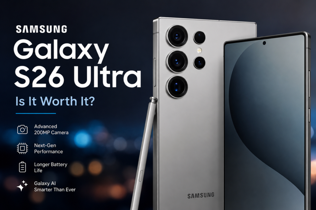 Samsung Galaxy S26 Ultra smartphone advertisement